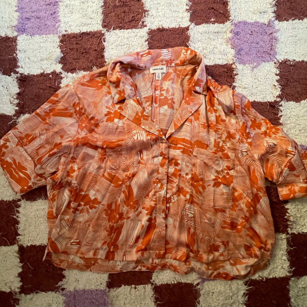 Orange Patterned Blouse